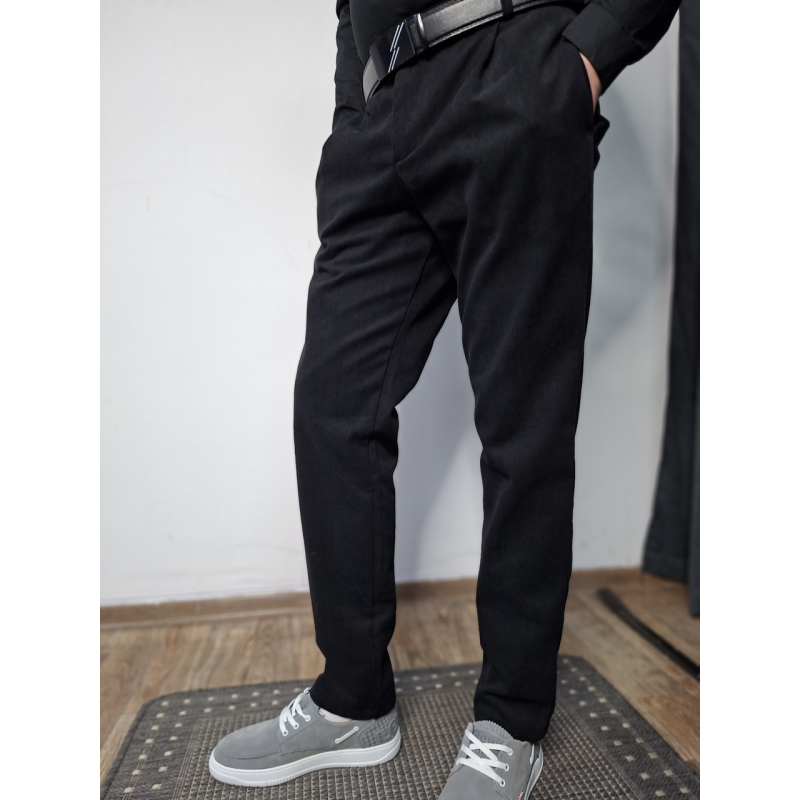 Чоловічі чорні котонові штани звужені casual XXL