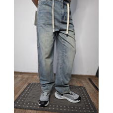 Чоловічі джинси baggy світло-блакитний денім vintage wash на гумці 36